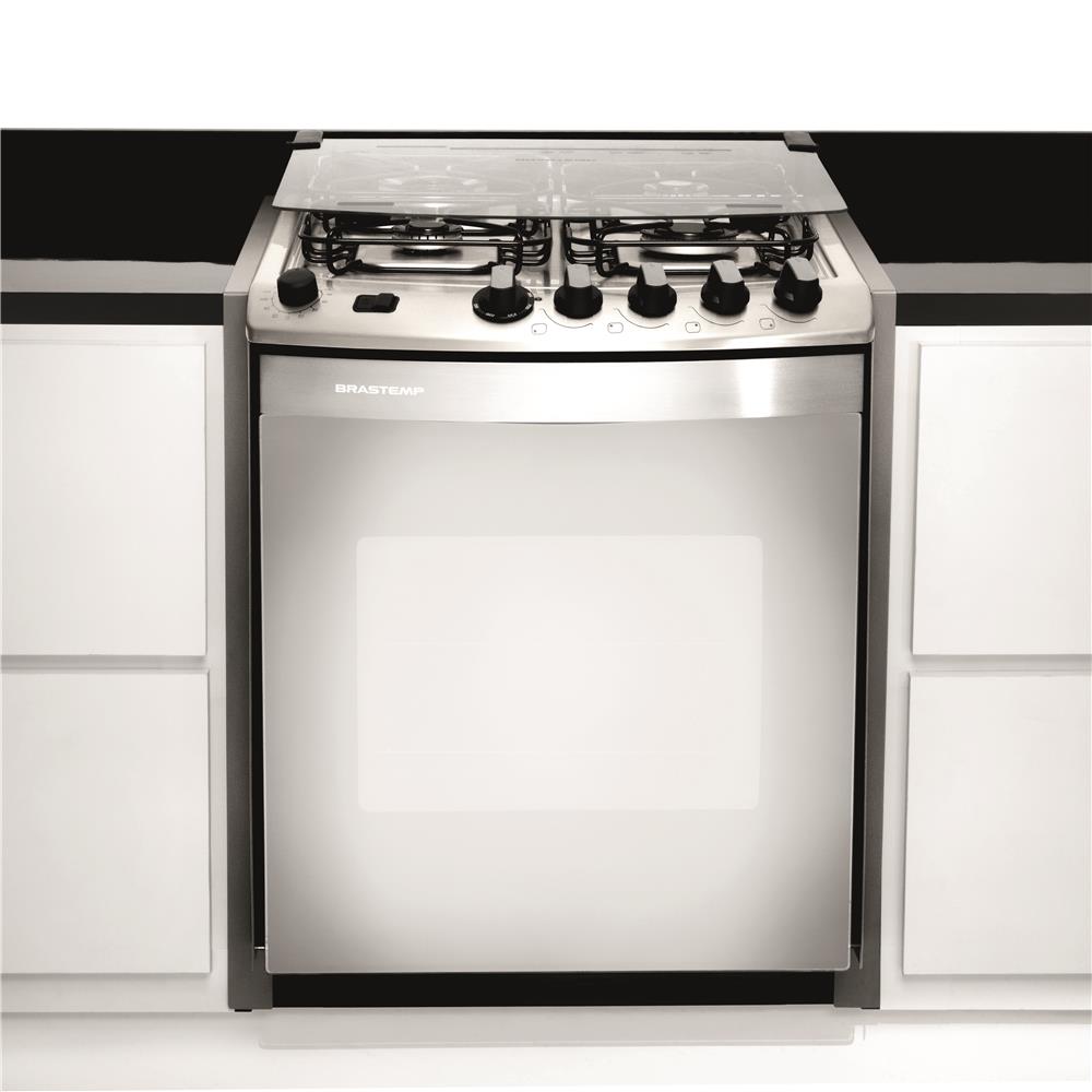 Fogão de Embutir Brastemp 4 Bocas Ative! Grill BYS4GAR Inox Embutir