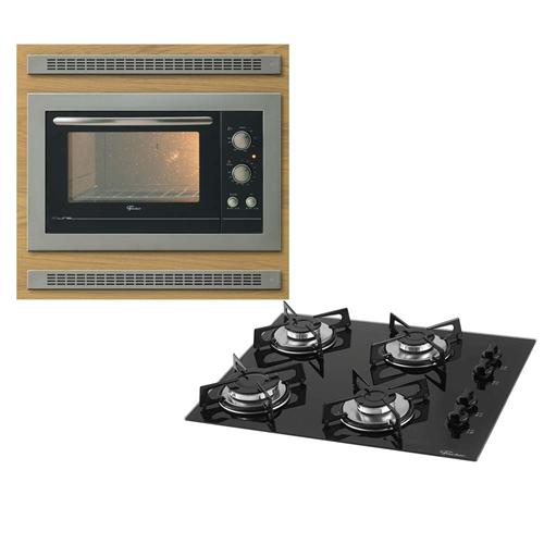 Cooktop a Gás 4 bocas Fischer Bivolt + Forno de Embutir Elétrico