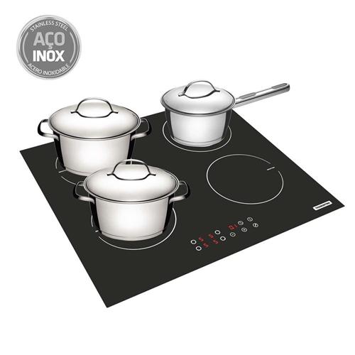 Cooktop Vitrocerâmico Tramontina por Indução 220V + Conjunto de Panelas Allegra Tramontina 3
