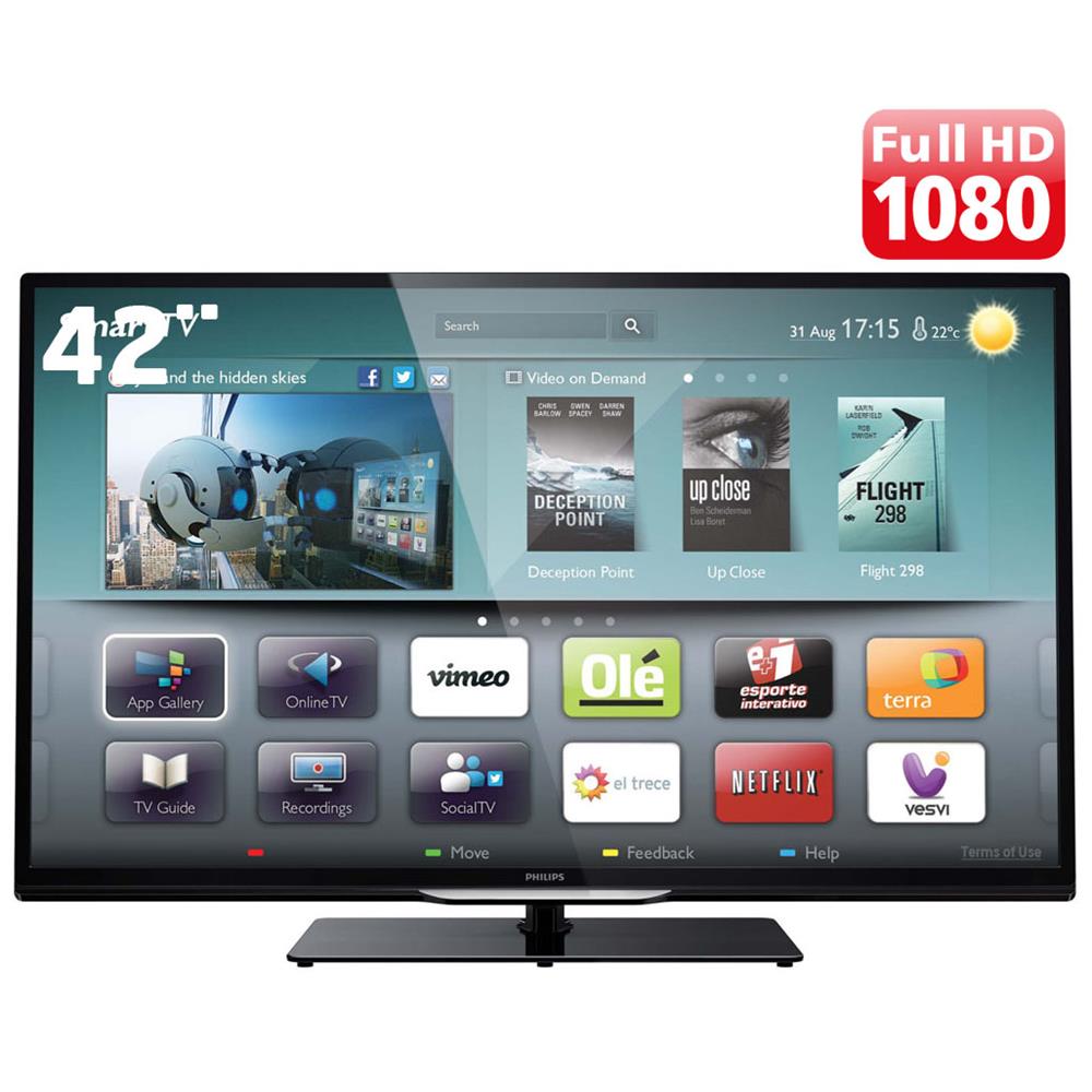 Smart TV Slim LED 42” Full HD Philips 42PFL4508G/78 com Skype*, WiFi