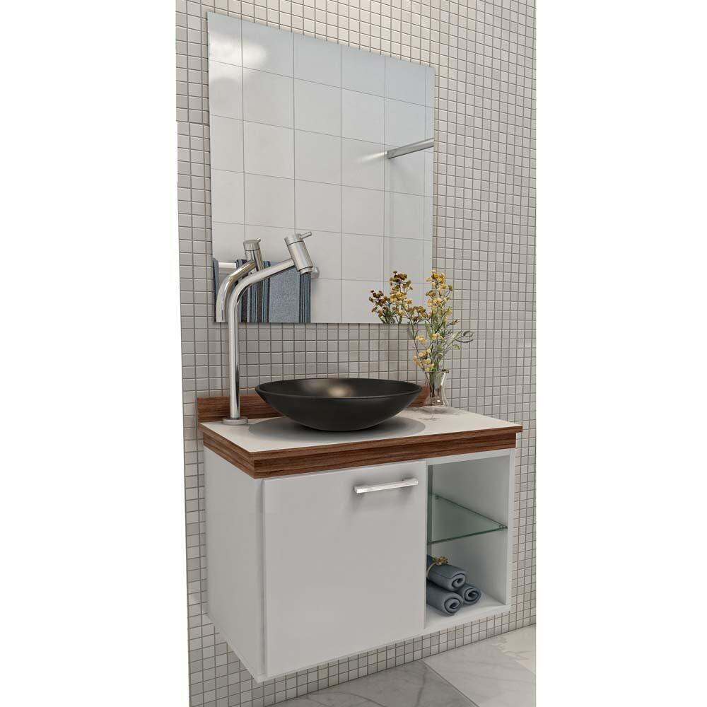 Gabinete para Banheiro VTEC Alpha (42 x 55 x 35 cm) com Cuba e Espelho Co -> Armario De Banheiro Vtec Gabinete para Banheiro VTEC Alpha (42 x 55 x 35 cm) com Cuba e Espelho Co -> Armario De Banheiro Vtec