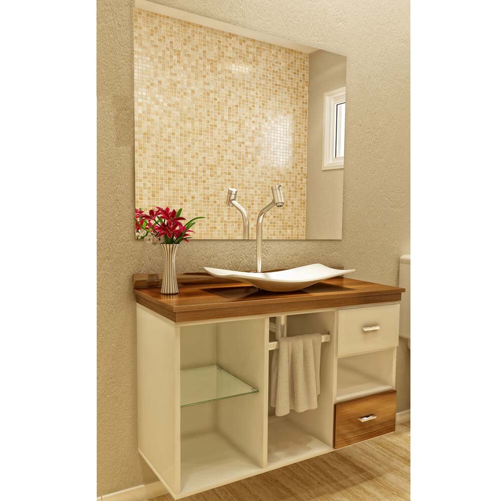 Gabinete para Banheiro Vtec Orion com Cuba e Espelho 57 x 80 x 40 cm Conjuntos de Banheiro no Gabinete Com Espelho Para Banheiro ~ Gabinete para Banheiro Vtec Orion com Cuba e Espelho 57 x 80 x 40 cm Conjuntos de Banheiro no
