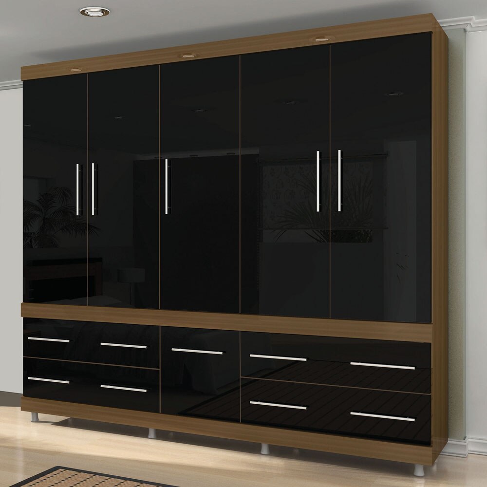 Guarda Roupa Bartira Stilus com 6 Portas, 4 Gavetas com Sapateira Imbuia Preto Guarda roupas El Aparador En Ingles ~ Guarda Roupa Bartira Stilus com 6 Portas, 4 Gavetas com Sapateira Imbuia Preto Guarda roupas
