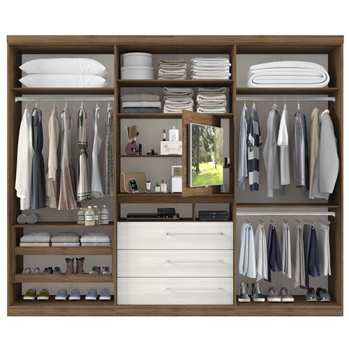 Guarda Roupa Móveis THB Pamplona com Painel para TV, 6 Portas e 3 Gavetas Castanho Acácia Guarda Roupa Thb ~ Guarda Roupa Móveis THB Pamplona com Painel para TV, 6 Portas e 3 Gavetas Castanho Acácia