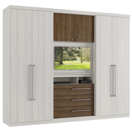 Guarda Roupa Móveis THB Pamplona com Painel para TV, 6 Portas e 3 Gavetas Acácio Castanho Guarda Roupa Thb ~ Guarda Roupa Móveis THB Pamplona com Painel para TV, 6 Portas e 3 Gavetas Acácio Castanho