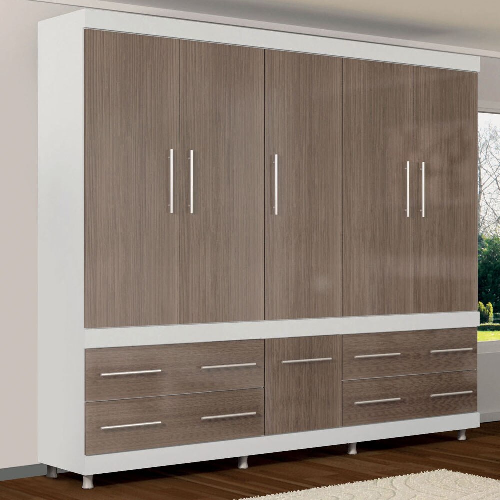 Guarda Roupa Bartira Stilus com 6 Portas, 4 Gavetas com Sapateira Branco Ciliegio Guarda El Aparador En Ingles ~ Guarda Roupa Bartira Stilus com 6 Portas, 4 Gavetas com Sapateira Branco Ciliegio Guarda