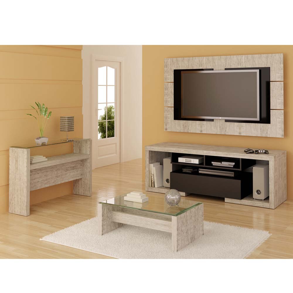Rack Artely Vision + Painel Artely Stilo 2618 + Mesa de Aparador Inox Madeira ~ Rack Artely Vision + Painel Artely Stilo 2618 + Mesa de