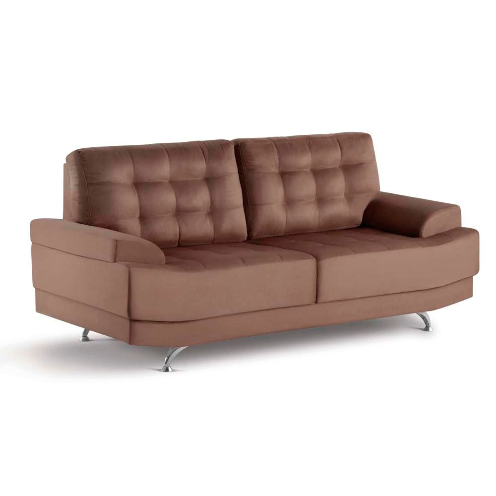 Sofá 2 lugares Amazon Canoa em Tecido Suede Marrom Sofás no
