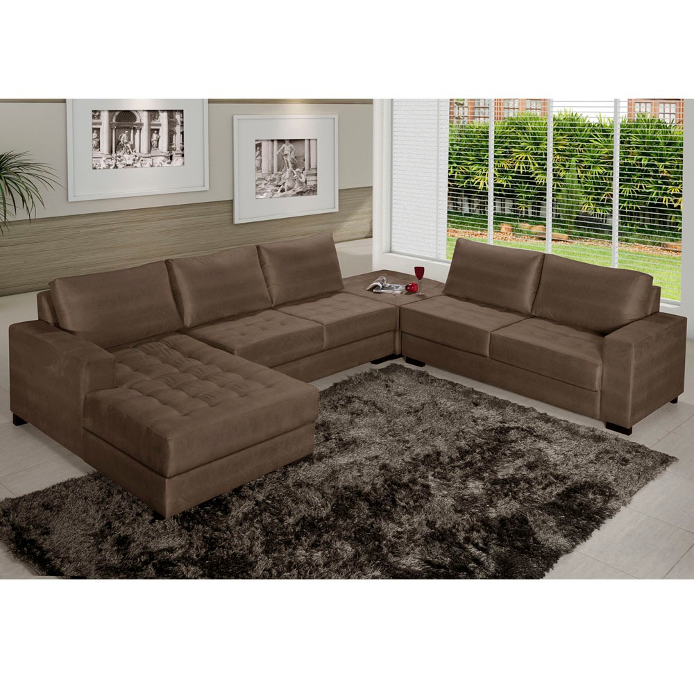 Sofá 4 Lugares American Comfort América + Chaise Lado Esquerdo Sofás