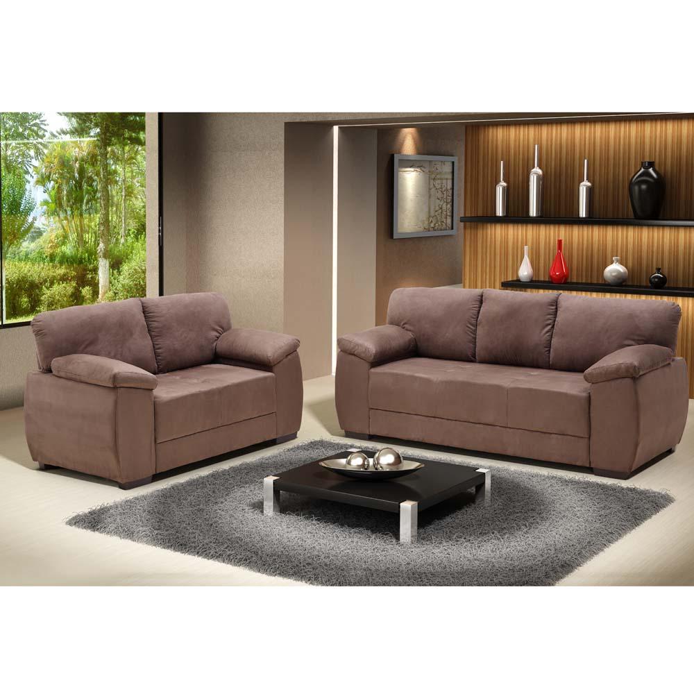 Conjunto Sof 2 E 3 Lugares Texform Riadi Em Tecido Suede