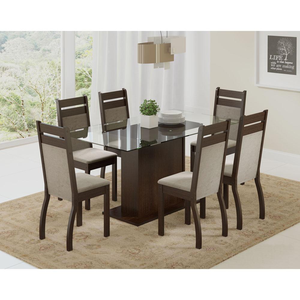 Jogo De Sala De Jantar Casas Bahia ~ Mesa de Jantar Madesa Lion com 6 Cadeiras 4237A em Tecido Suede Jogo De Sala De Jantar Casas Bahia ~ Mesa de Jantar Madesa Lion com 6 Cadeiras 4237A em Tecido Suede