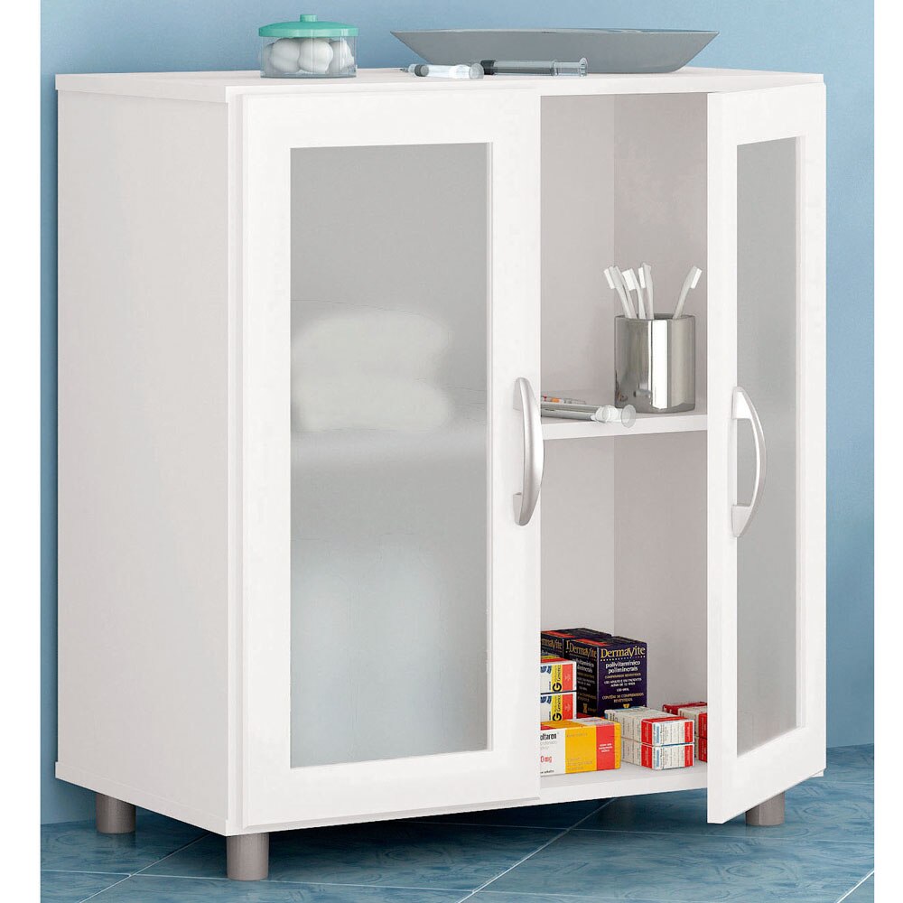 Armário Politorno Itaim com 2 Portas de Vidro Branco Armario Farmacia Vidro ~ Armário Politorno Itaim com 2 Portas de Vidro Branco