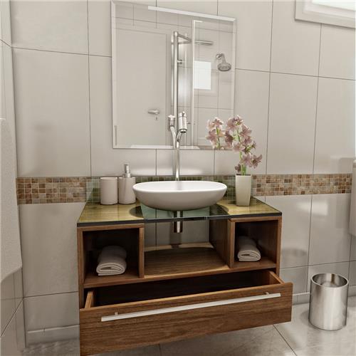 Gabinete para Banheiro Vtec Cetus com Cuba e Espelho 43 x 73 x 33 cm – Nogal # Moveis Com Cuba Para Banheiro Gabinete para Banheiro Vtec Cetus com Cuba e Espelho 43 x 73 x 33 cm – Nogal # Moveis Com Cuba Para Banheiro