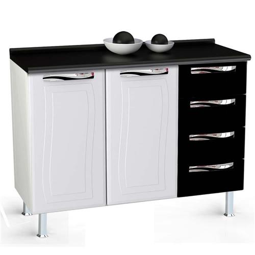 Cozinha Compacta Colormaq Ipanema II com 4 Peças – Branco Preto Ambiente # Cozinha Compacta Ipanema Colormaq Cozinha Compacta Colormaq Ipanema II com 4 Peças – Branco Preto Ambiente # Cozinha Compacta Ipanema Colormaq