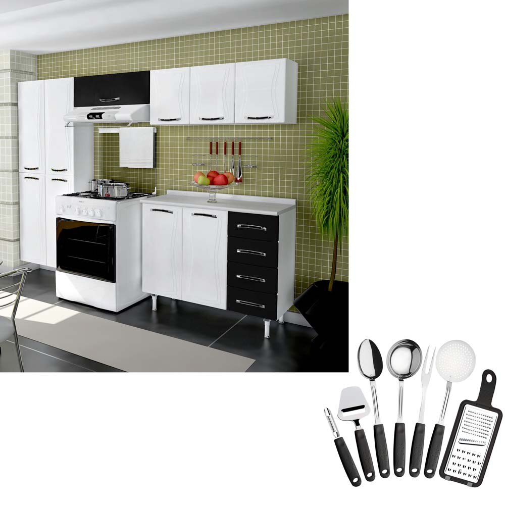 Cozinha Compacta Colormaq Eclipse Clean 3 pçs Branco + Conjunto de Utensíli # Cozinha Compacta Tramontina Cozinha Compacta Colormaq Eclipse Clean 3 pçs Branco + Conjunto de Utensíli # Cozinha Compacta Tramontina