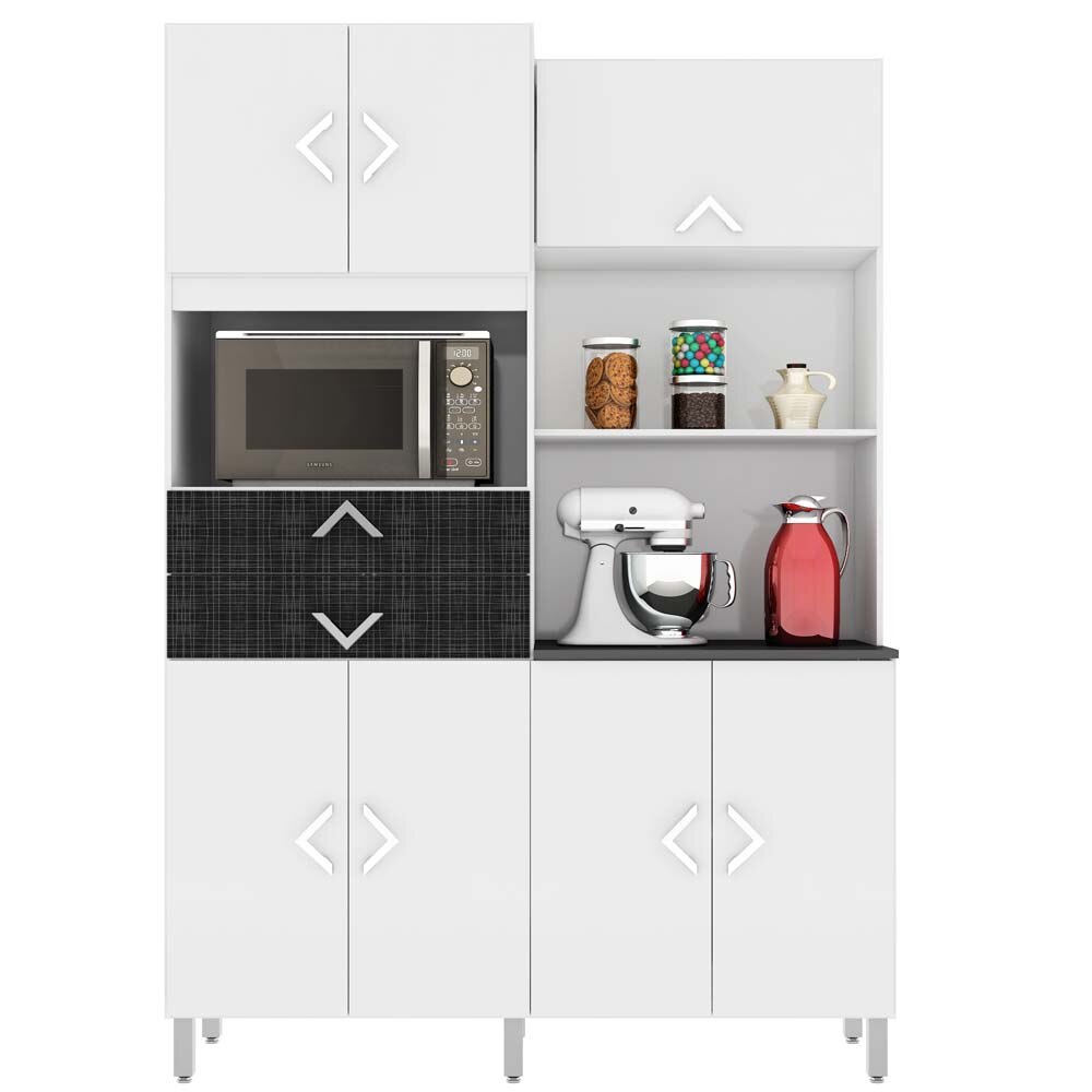 Armário de Cozinha Bartira Amanda com 6 Portas e 2 Gavetas 6555047 Branco Preto Cozinha Adesivo De Anticoncepcional Engorda ~ Armário de Cozinha Bartira Amanda com 6 Portas e 2 Gavetas 6555047 Branco Preto Cozinha