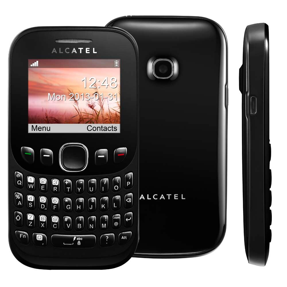 Celular Alcatel OT 3000 Preto com Teclado Qwerty, Tri Chip, Câmera VGA