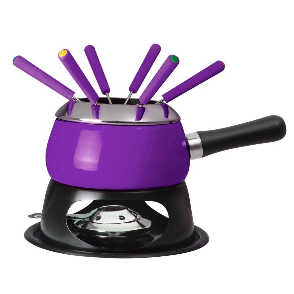 Conjunto para Fondue Roxo 11 Peças Euro Home Aparelhos de Fondue no