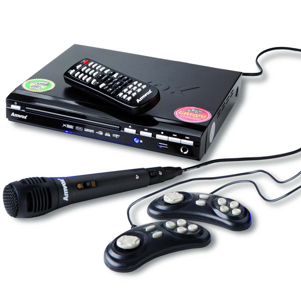DVD Player Amvox AMD 909 c/ Karaokê, VídeoGame, Entrada USB e Ripping
