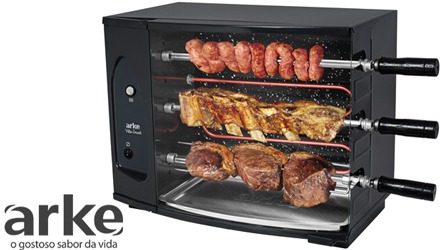 Assador Elétrico Rotativo Arke Vitta Smart para 3 Espetos assador eletrico rotativo arke vitta smart 3 espetos