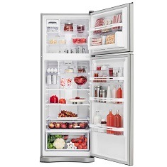 O refrigerador Electrolux DF52X Inox aberto refrigerador Electrolux DF52X Inox aberto