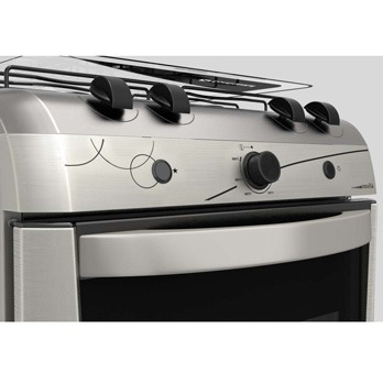 O fogão é muito seguro fogão Continental 4 bocas Novitá FGCT004PN Inox botões