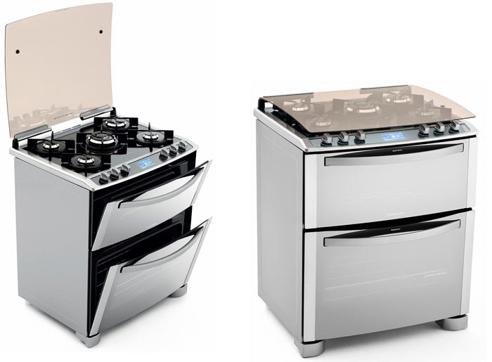 Moderno e funcional Fogão Electrolux 5 Bocas i.Kitchen 76DIX Duplo Forno Grill Timer