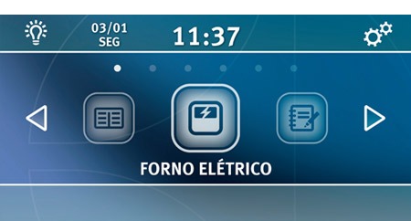 Controle o forno elétrico no painel digital Fogão Electrolux 5 Bocas i.Kitchen 76DIX com painel digital