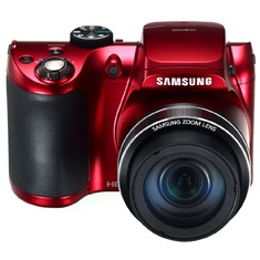 A câmera Samsung WB100 Vermelha de frente câmera Samsung WB100 Vermelha de frente