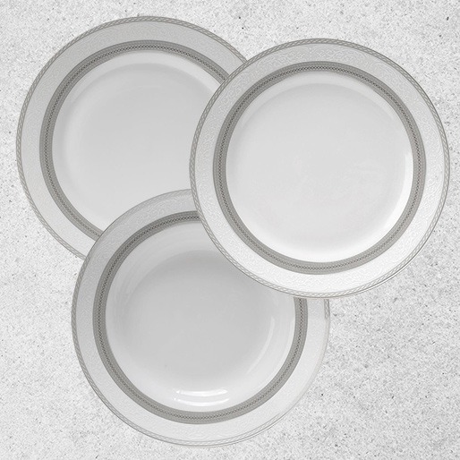 Com 42 peças para servir até 6 pessoas aparelho jantar silver sky serve 6 pessoas