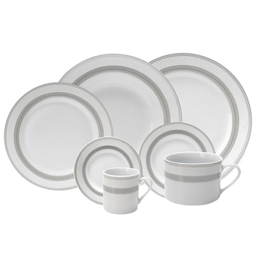 Aparelho de Jantar, Chá e Sobremesa Bon Gourmet - 42 Peças aparelho jantar chá sobremesa bon gourmet silver sky