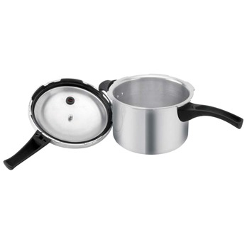 A panela de pressão Turbo Top é super competente Panela de Pressão Rochedo Turbo Top Alumínio Polido aberta