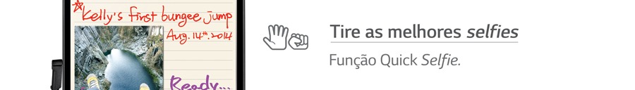 Com a função Quick Selfie você tira fotos brincando - olhe para a câmera, abra e feche a mão e pronto celular smartphone lg g3 stylus branco camera quick selfie