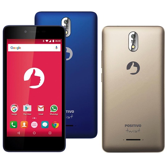Smartphone Positivo Twist, versatilidade e velocidade de conexão em apenas um aparelho! Smartphone Positivo Twist 4G capa Azul capa Dourada