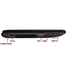 Conexões do notebook Asus A45A VX165H notebook Asus A45A VX165H conexões