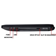 Conexões do notebook Asus K45VM VX106Q notebook Asus K45VM VX106Q conexões