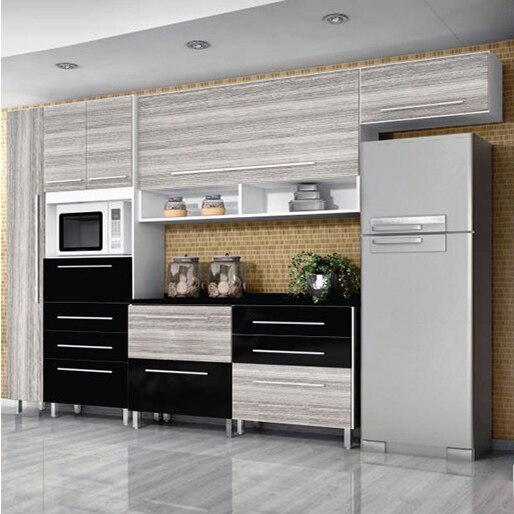 Cozinha Compacta Bartira Glamour com 5 Portas e 9 Gavetas - Cozinha