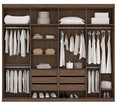 Guarda-Roupa Ele e Ela amplo espaço interno Guarda-Roupa Ele e Ela espaçoso
