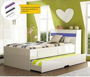 Cama Bibox Teen Flórida da Gelius Móveis Cama Bibox Teen Solteiro Gelius Flórida