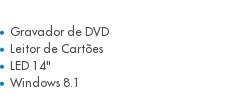 Gravador de DVD Leitor de Cartões LED 14" Windows 8.1