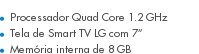 Processador Quad Core 1.2 GHz Tela de Smart TV LG com 7? Memória interna de 8 GB
