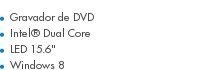 Gravador de DVD Intel® Dual Core LED 15.6" Windows 8