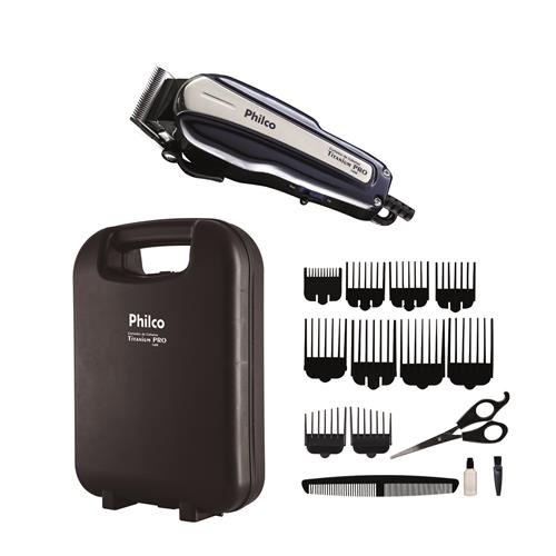 Máquina de Cortar Cabelo Philco Titanium Pro PCR01 8 pentes Prata/Preta Menor preço em Máquina de Cortar Cabelo Philco Titanium Pro PCR01 8 pentes Prata/Preta