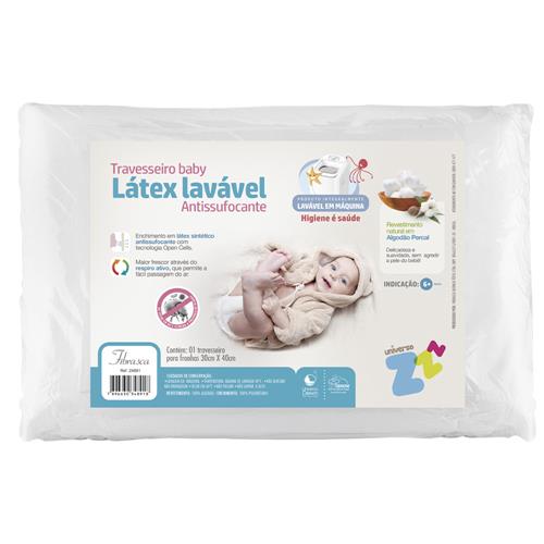 Travesseiro Fibrasca 100% Poliuretano Látex Lavável Baby Capa 180 Fios 30x40cm - Branco Menor preço em Travesseiro Fibrasca 100% Poliuretano Látex Lavável Baby Capa 180 Fios 30x40cm - Branco