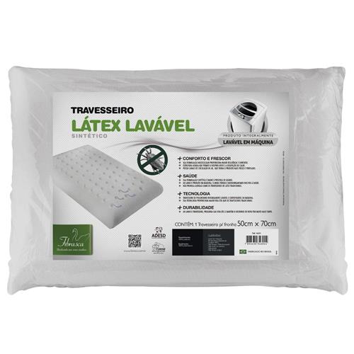 Travesseiro Fibrasca Látex Plus Sintético Lavável em Malha 50 x 70 cm - Branco Menor preço em Travesseiro Fibrasca Látex Plus Sintético Lavável em Malha 50 x 70 cm - Branco