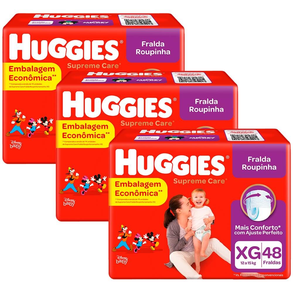 Fralda Huggies Turma da Mônica Roupinha Supreme Care Tamanho XG - 144 Unidades