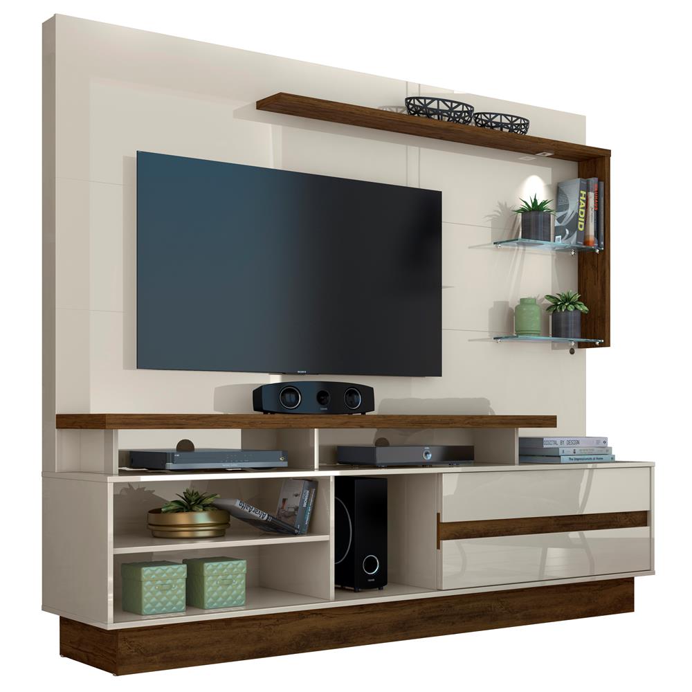 Estante Home Theater Madetec Vicente para TV de até 60” Off White/Savana