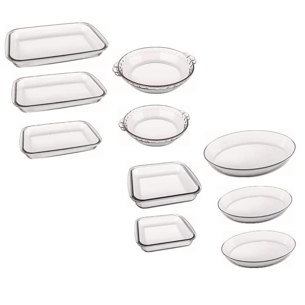 Conjunto de Assadeiras Refratárias 10 Peças Marinex em Vidro Sodacal