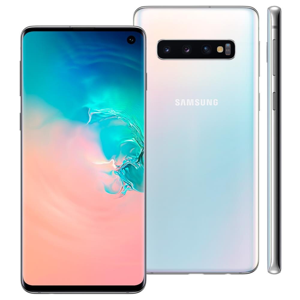 Smartphone Samsung Galaxy S10 Branco 128GB, 8GB RAM, Tela Infinita de 6.1", Câmera Traseira Tripla, Dual Chip, PowerShare, Leitor Digital, Android 9.0