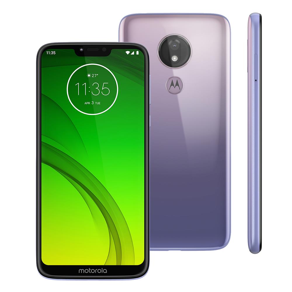 Smartphone Motorola Moto G7 Power Lilac XT1955 64GB, Tela de 6,2", 4GB de RAM, Câmera 12MP, Dual Chip, Android 9.0, e Processador Octa-Core